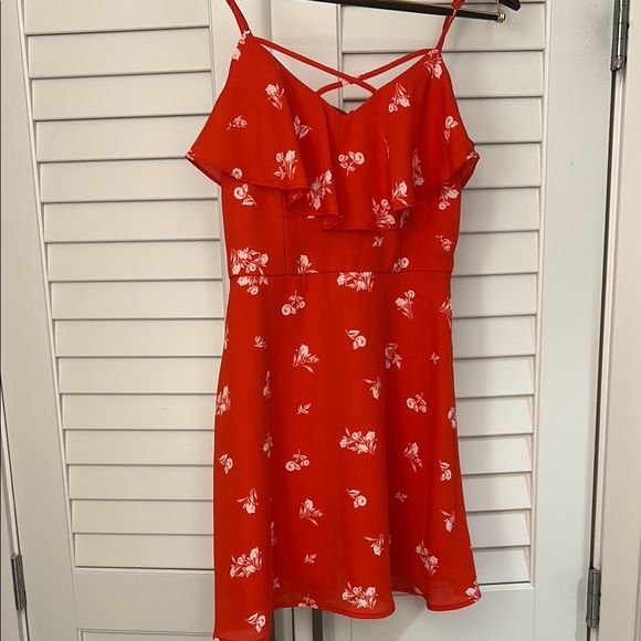 Three Pink Hearts Dresses & Skirts - Three Pink Hearts Large Mini Spaghetti Strap Red Flower Summer Dress
